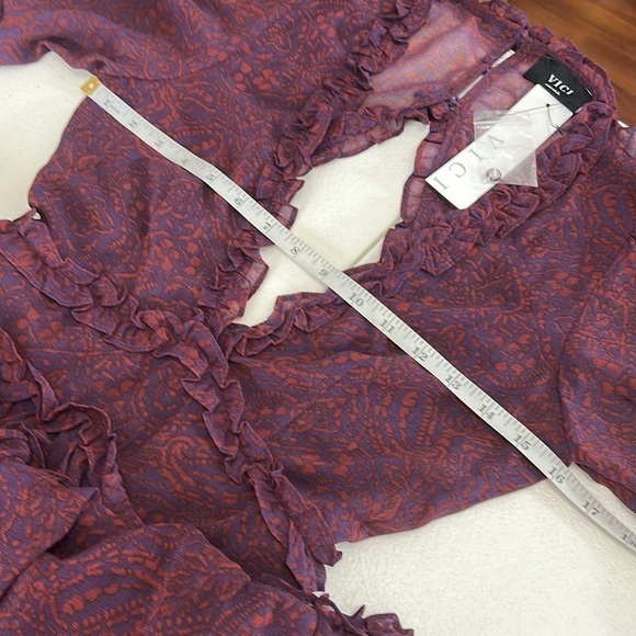 VICI Georgie Ruffle Tiered Mini Dress Purple Print NWT Sz S Whimsygoth Witchy - Picture 8 of 13